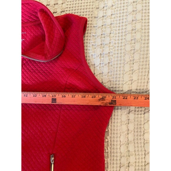 Karen Scott Sport Vest Red Women’s Petite Large Quilted Zipper Front - Picture 11 of 12
